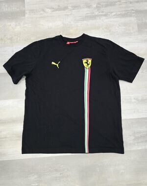 PUMA Scuderia Ferrari F1 Race Graphic T-Shirt Men's XL Black Italian Flag EUC